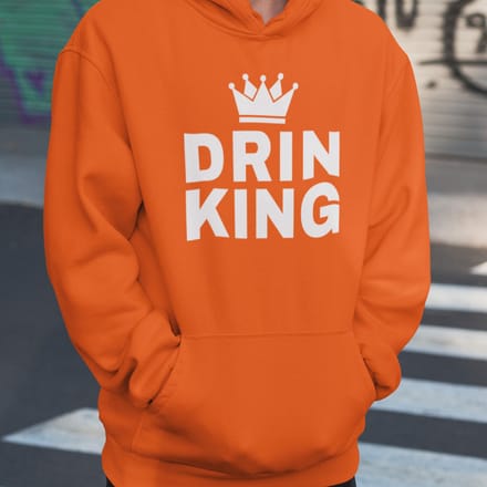 Oranje Koningsdag Hoodie DrinKing - MAAT M - Feestkleding & Carnavalskleding