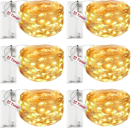 LED lichtsnoer met batterij en timerfunctie - 6 stuks