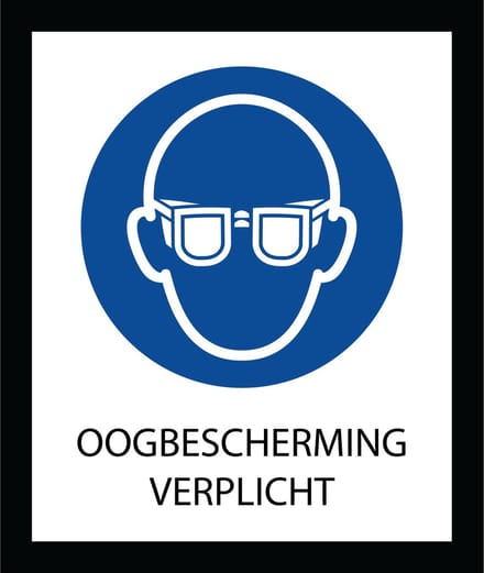Bord ISO7010 Geboden Oogbescherming Verplicht 20 x 24 cm