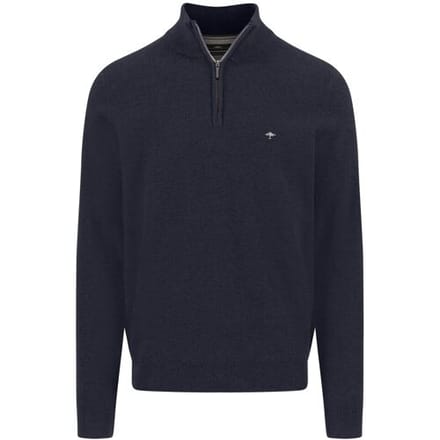 Fynch-Hatton Trui Troyer Zip Faux-Uni Fine Texture Navy / male