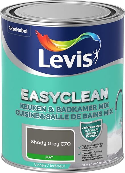 Levis - Easyclean Keuken & Badkamer Mix - Shady Grey C70 - Mengverf - 1 L