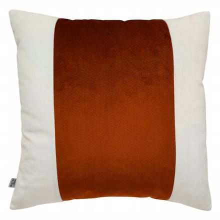 Decoratieve kussensloop 50x50 cm, velours, koperbruin/crème