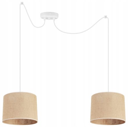 Light Home SPIDER JUTA - Hanglamp 2-Lichts - Stoffen Kap Ø20 cm - Beige - E27