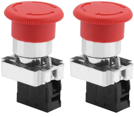 Allecto - noodstopknop - 2pcs - stevige installatie - Rood - elektrische schakelaars - compacte drukknoppen - geschikt voor panelen