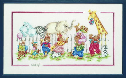 borduurpakket 15528 christl vogl, "in de dierentuin" (collectors item!)