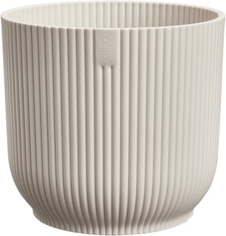 Elho Vibes Fold Rond Mini 9 - Bloempot voor Binnen - 100% Gerecycled Plastic - Ø 9.3 x H 8.8 cm - Linen white