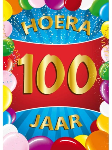 Bellatio Decorations Verjaardag deurposter - 100 jaar - multi - 59 x 84 cm - feestartikelen