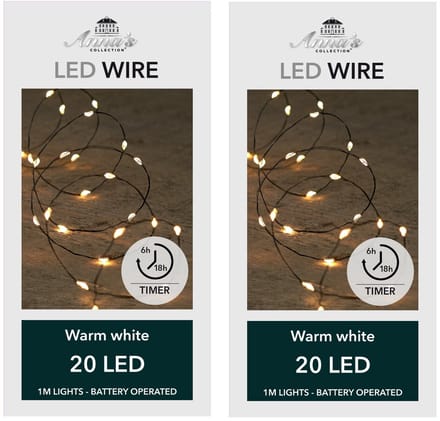 Anna's Collection draadverlichting - 4x - 20 led lampjes - warm wit - 100 cm - batterij - lichtsnoer