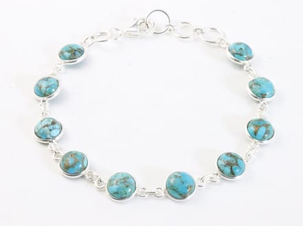 Fijne zilveren armband met blauwe koperturkoois