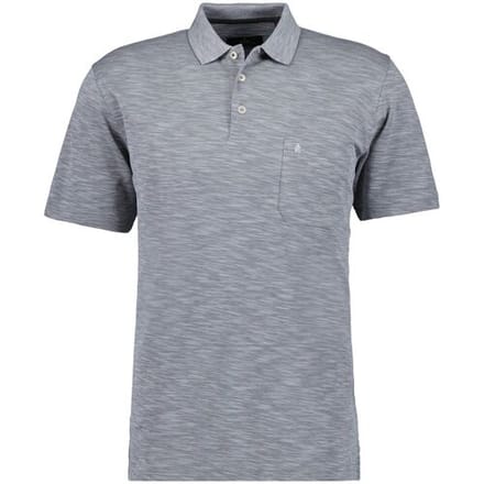 Ragman Polo Soft Knit Fine Stripe Flame Design Grijs Melange / male
