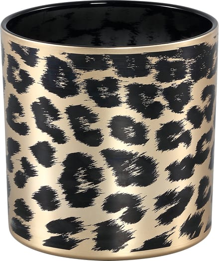 PTMD Desiree Windlicht Cheetah - H15 x Ø15 cm - Glas - Goud