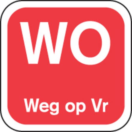 Label - WO weg op - papier - afwasbaar - 19x19mm - rood - rol à 1000 stuks