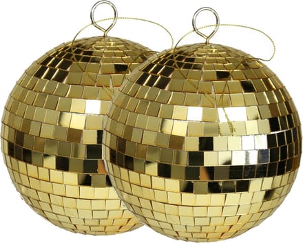 Othmar Decorations discobal kerstballen - 2x - goud -15 cm -kunststof