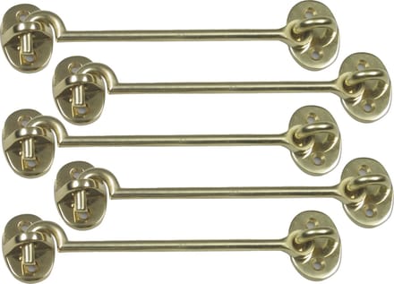 AMIG windhaak / windhaken - 5x - messing - goudkleur - L12.5 cm - D5 mm - met schroefoog