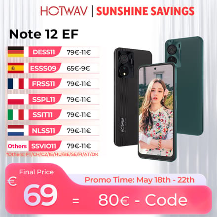 HOTWAV Note 12 EF Ultradunne smartphone 6,8 '' Groot display Android 14 5160 mAh Mobiele telefoon 4 GB + 128 GB Octa-Core 48 MP mobiele telefoon