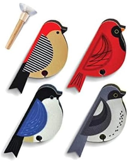 Vilt Spons met Vogelontwerpen - Set van 4