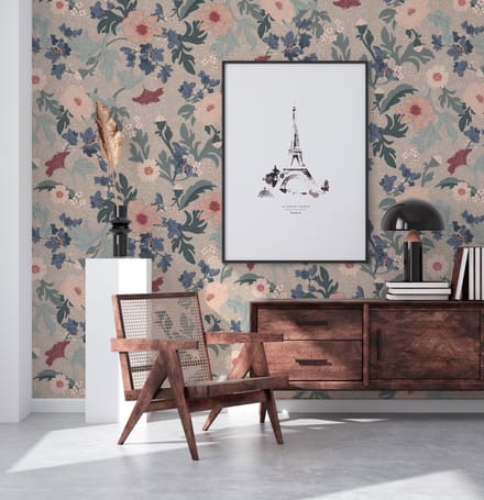 Annet Weelink Feline Forest Flower Beige   8945004824349   Behang