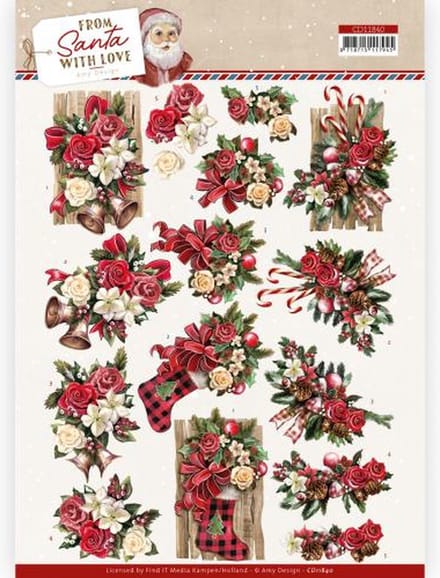 3D Cutting Sheet ( knipvel)- Amy Design - From Santa with Love - Red Bow 1 stuks