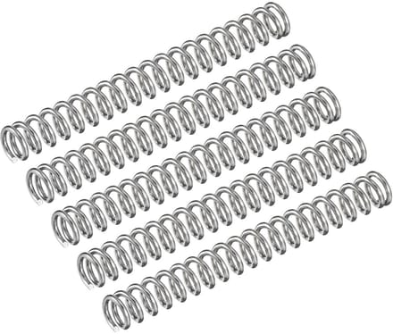 Set van 5 Compressieveren 304 RVS 5mm Buitendiameter 50mm Lengte