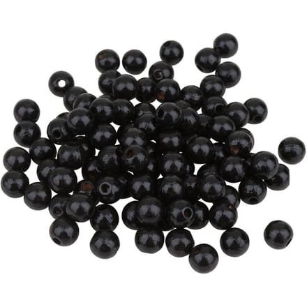 Houten kralen, Ø 8 mm, 85 stuks - Zwart
