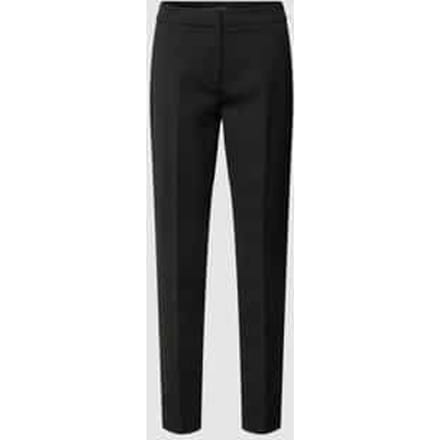Slim fit stoffen broek van viscosemix met logo-applicatie