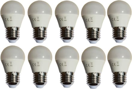 G45 kogellamp 10 stuks | E27 LED lamp 6W=50W | warmwit 3000K