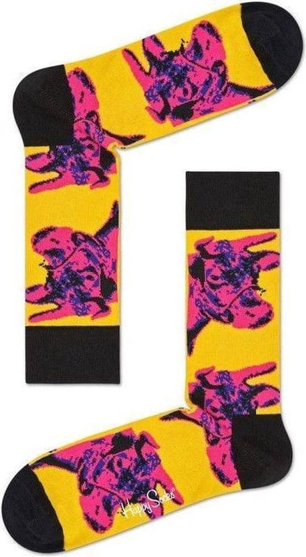 Happy Socks Andy Warhol Cow Sokken - Roze/Geel - Maat 36-40
