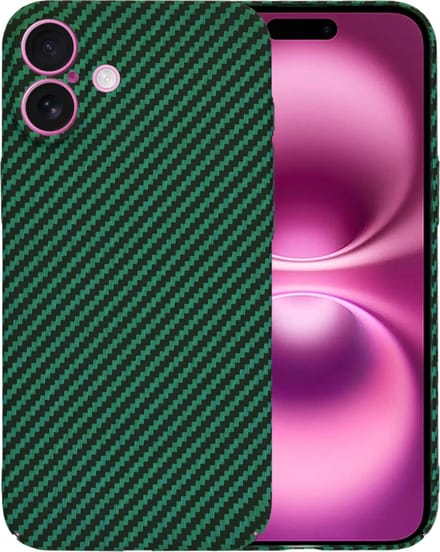 Hoesje geschikt voor Apple iPhone 16 Plus - Techsuit Carbonite FiberShell Carbon Back Cover - Groen