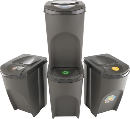 Prosperplast Sortibox scheidingsbakken set 4x35L - Grijs