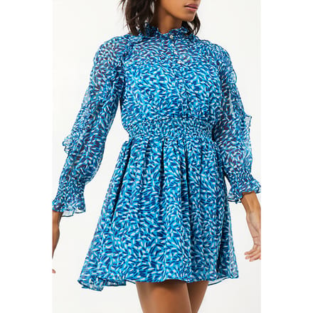 French Connection Billi Recy Hallie Frill Dress Blue Größe: L | Minikleider Outlet | Damen | Blau