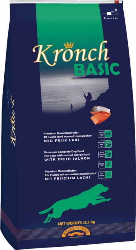 Hondenvoer Kronch Basic 13.5 kg + Rex zachte beloning Zalm