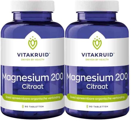 Vitakruid - Magnesium 200 Citraat - 2 x 90 tabletten - Voordeelverpakking