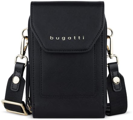 bugatti schoudertas telefoontasje Ella Crossover Bag Black Saffiano zwart