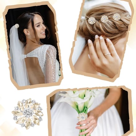 Set van 6 Strass Knopen | 26,5 mm Bloemknopen voor Cardigans | Kristal Champagne Kledingknopen voor Handwerken en Creatieve Projecten