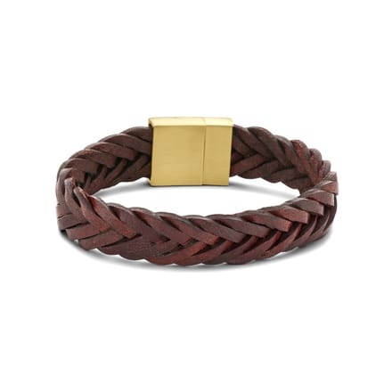 Frank 1967 7FB-0651-20 - Gevlochten leren armband - Bruin - 20cm