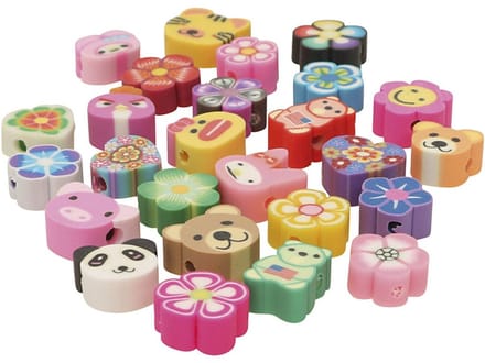 CC Animal and flower beads, dia. 10 mm, hole size 1,5 mm, 200 asstd./ 1 pack