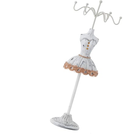 Sieradenhouder Display Ketting Oorbellen Opbergruimte Polyresin Poppenstandaard met Afneembare Beugel Grijs 2 white