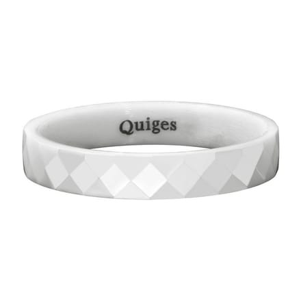 Quiges Stapelring Dames - Vulring Facet - Keramiek Wit - Maat 20 - Hoogte 4mm