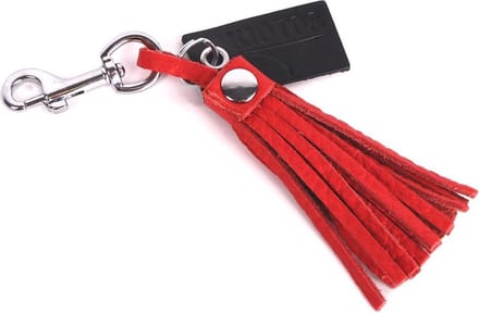 Sleutelhanger met leren zweepje - rood