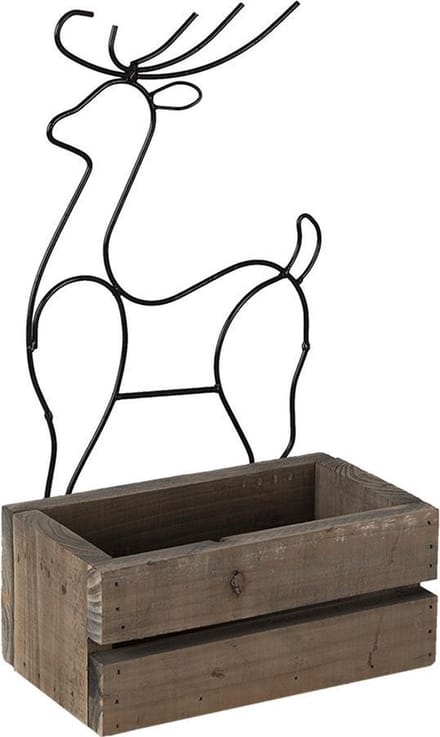 Clayre & Eef Bloempot Bruin Hout Hert