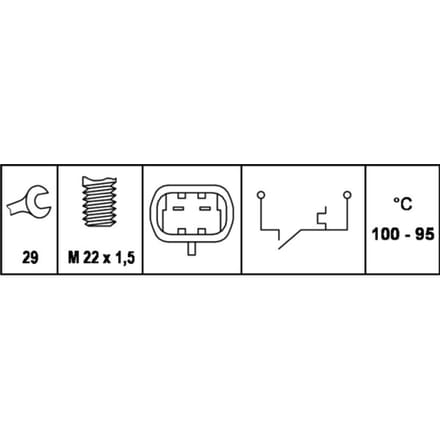 Temperatuurschakelaar, radiateurventilator HELLA 6ZT007 807-001
