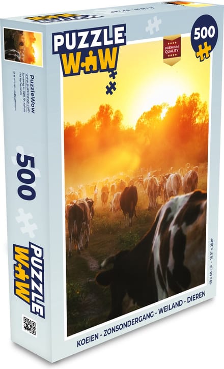Puzzel Koeien - Zonsondergang - Weiland - Dieren - Legpuzzel - Puzzel 500 stukjes