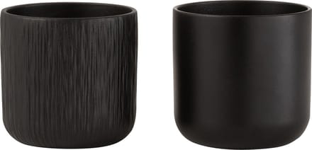 J-Line bloempot Gen - keramiek - zwart - extra small - 2 st. - Ø 11.5 cm