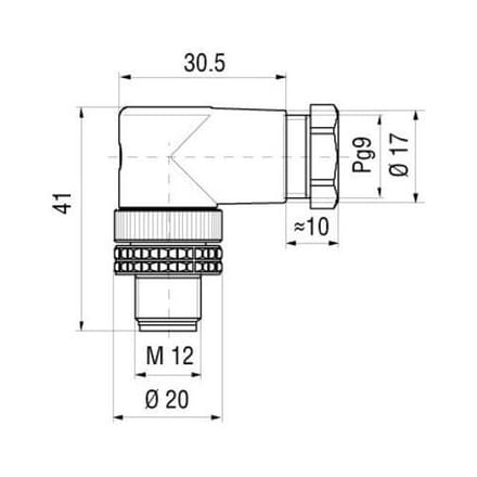 Hirschmann 933 166-100-1 Sensor/actuator connector, niet geassembleerd M12 Aantal polen (sensoren): 4 Stekker, haaks 1 stuk(s)