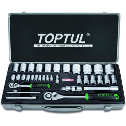 Dopsleutelset TOPTUL 1/4 inch, 1/2 inch 34 teilig