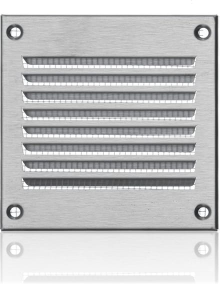 Ventilatierooster RVS 100x100mm met Muggengaas voor Buitenmuur