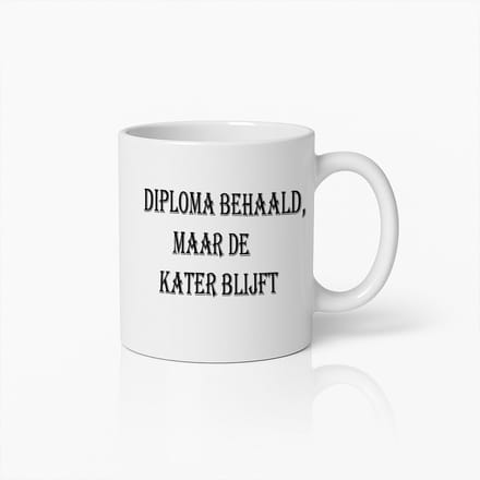 Grappige Diploma Behaald Mok - Perfecte Afstudeercadeau voor Kattenliefhebbers