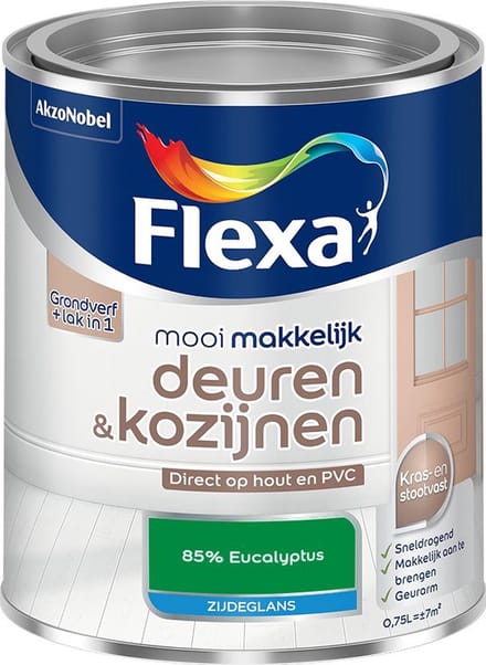 Flexa - Mooi Makkelijk Deuren & Kozijnen Zijdeglans - 85% Eucalyptus - Mengverf - 750 Ml