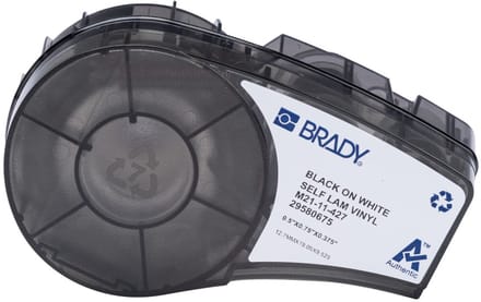 Brady M21-11-427, Wit, Zelfklevend printerlabel, Gestanste etiket, Vinyl, Thermo transfer, Acryl