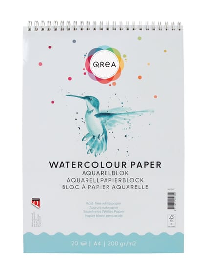 Aquarelblok qrea a4 20vel 200gr spiraal | 5 stuks